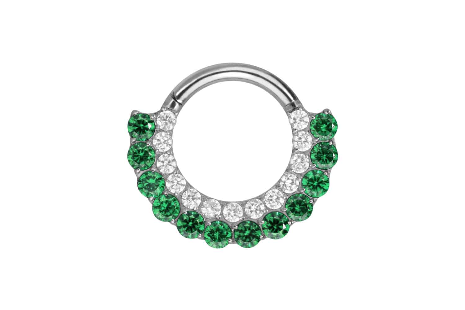 Titan Segmentring Clicker Piercing EINGEFASSTE KRISTALLE ZWEIFARBIG